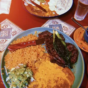 Carne Asada Plate, Seafood Chimichangas (2) (top)