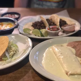 Chicken taco-  Beans-  Steak tacos-
