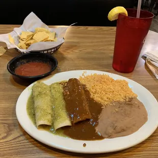 Beef and chicken enchiladas
