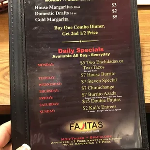 Good specials! They ever have a Taco Tuesday special