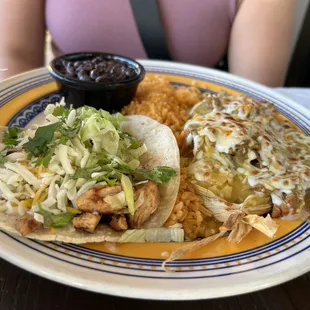 Chicken taco &amp; pork tamale