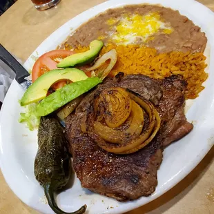 Carne Asada rib eye steak...really thin slice for a steak but quite tasty