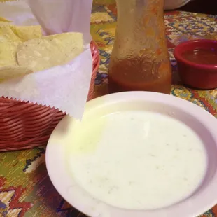 Cheese dip and salsa