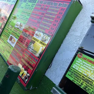 menus and prices