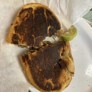 I got a burn torta with some raw meat