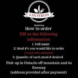Visit us on Instagram @lasferiasmealprep to order