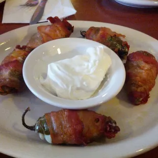 The stuffed jalapeños! (They wrap them in bacon!)