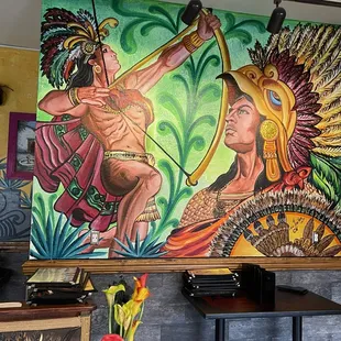 a mural of a man and a woman