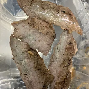 Rotten, green fajita meat