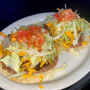 Beef fajita tostadas