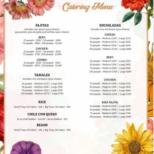 Catering menu