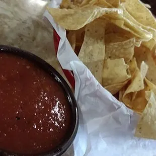 Chips and red salsa