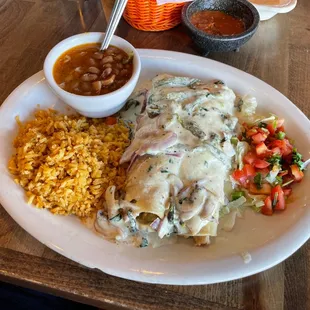 Enchiladas Tarascas ,Rice and charros
