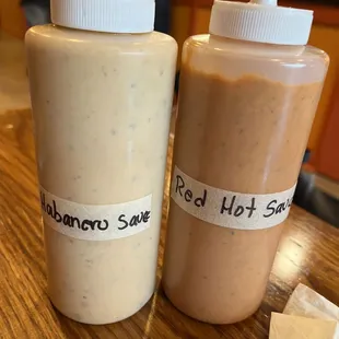 two condiments on a table