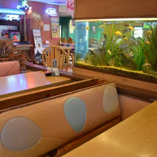 a fish tank in a restaurant