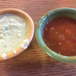 Green sauce and red sauce