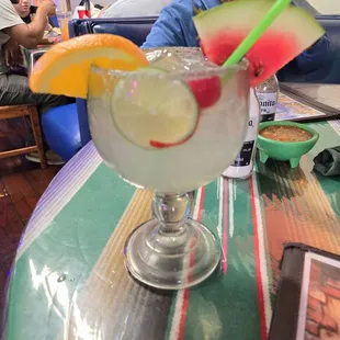 The margarita. Not very strong, very limey, and very festive looking.