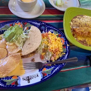 a plate of food and a cup of coffee