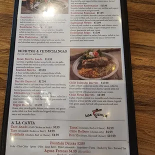 Menu back