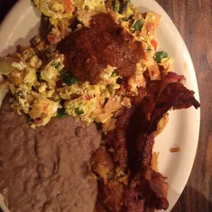 Migas with bacon