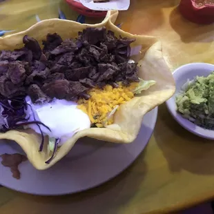 Taco Salad with fajita beef. Had to make it twice because it had tomatoes. 5.31.23