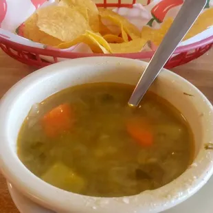 Soup and tostadas