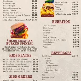 burgers, menu