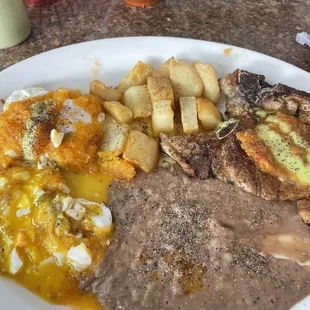 Huevos Rancheros with pork chop