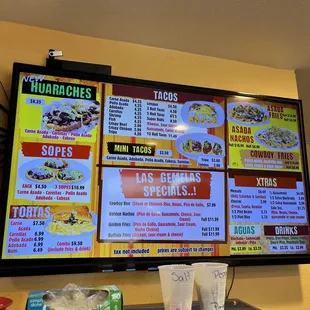 menu and prices