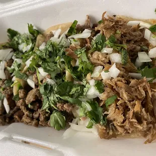 Carne asada mini tacos and carnitas mini taco