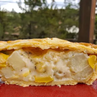 a close up of the crust