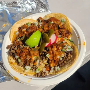 2 Carne Asada and 2 AL Pastor tacos!