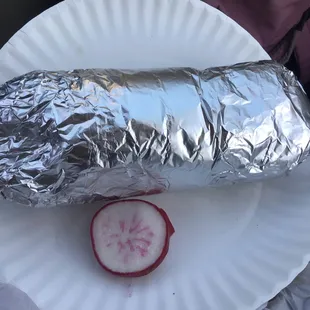 Burrito size is almost the size of paper plates width