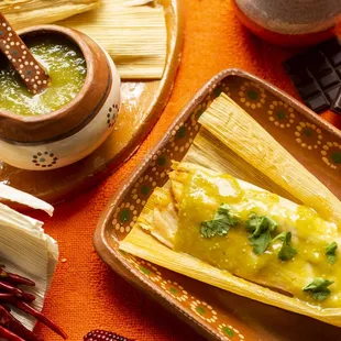 Freshly made Tamales are available year round. Meat, vegan and veggie options available.