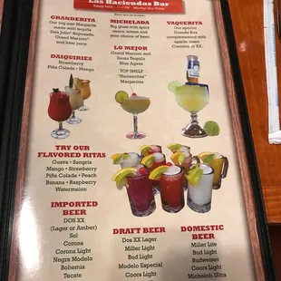 Drink menu