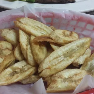 Thick fried plantains as a side to my main course