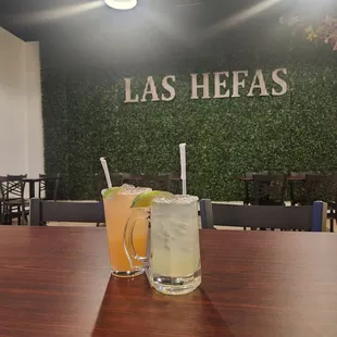 two drinks on a table