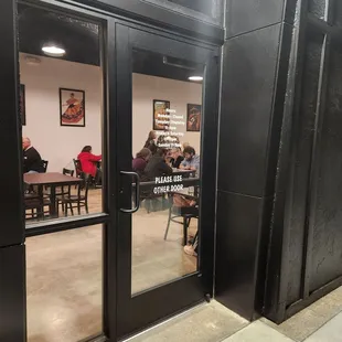 the entrance to the restaurant