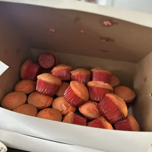 Mini pink vanilla muffins