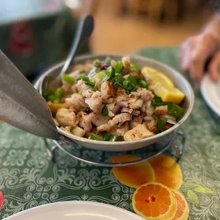 a bowl of food on a table