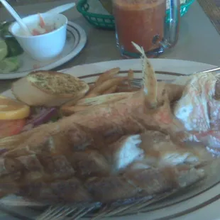 Whole fried snapper platter