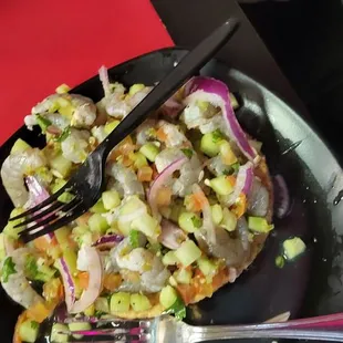 Ceviche de Camaron Tostada