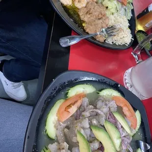 two plates of food on a table