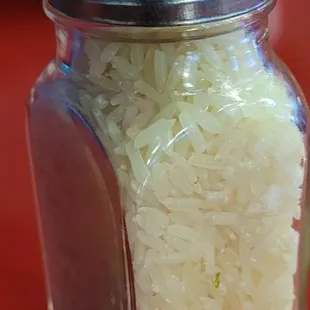 Hubby wanted to know why was there rice in the salt shaker?