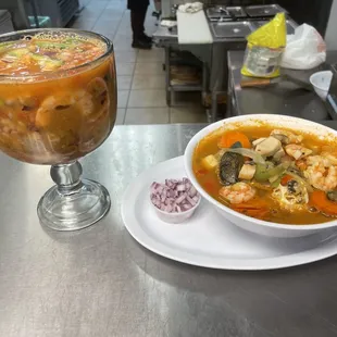 Shrimp Cocktail &amp; shrimp soup.