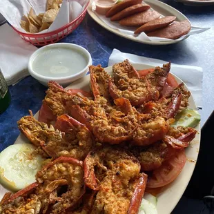 Langostinos and empanadas