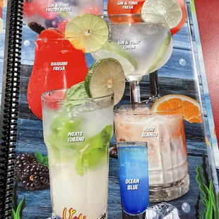 a menu for margaritas