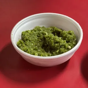 This green thing isn't what we're use to it was dry spicy but good.