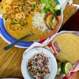 two plates of food on a table