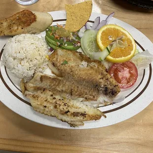 Grilled fish with avocado slices instead of fries. Fish not so fresh and not so grilled but tasted good.